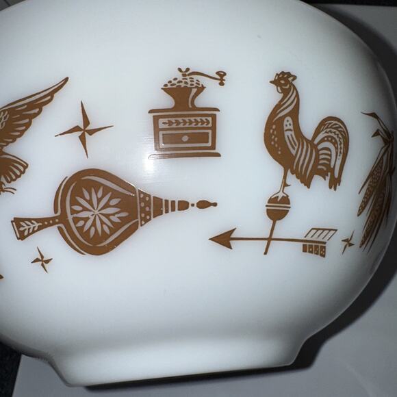 Pyrex 443 Early Americana 2 1/2qt Cinderella Round Casserole Dish Brown on White - Picture 9 of 16